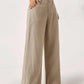 Women's Cotton Linen Palazzo Pants Summer Flowy Wide Straight Leg Beach Trousers With Pocket Casual Solid Color Soft Elastic High Waist Lounge Pants