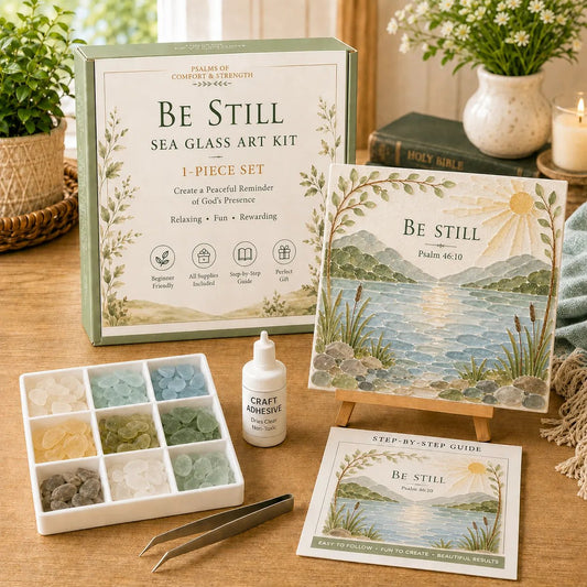 🔥✝️ Psalms of Comfort & Strength Sea Glass Art Kit - Create A Gentle Reminder Of Faith And Peace