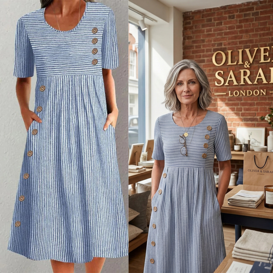 🎉🛍️Hot Promotion 50% OFF💃Timeless Striped Midi Dress