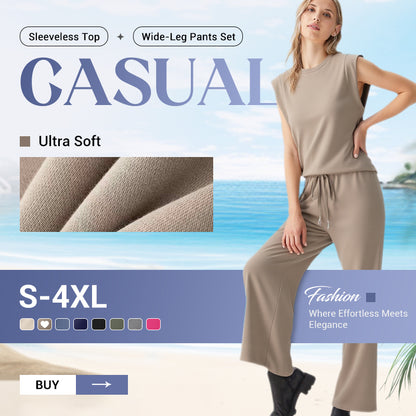 🔥LAST DAY SALE ONLY ￡17.99!!👚2026 New Women's Sleeveless Top & Wide-Leg Pants 2-Piece Set