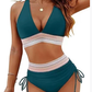 👙 Summer Hot Sale 60% OFF💥👙High Waisted Tummy Control Color Block Bikini Sets