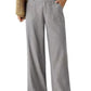 Women's Cotton Linen Palazzo Pants Summer Flowy Wide Straight Leg Beach Trousers With Pocket Casual Solid Color Soft Elastic High Waist Lounge Pants