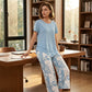 🥳SUMMER HOT SALE 70% OFF!🔥Casual Round Neck Layered Tunic Top and Wide Leg Pants Set