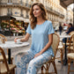 🥳SUMMER HOT SALE 70% OFF!🔥Casual Round Neck Layered Tunic Top and Wide Leg Pants Set