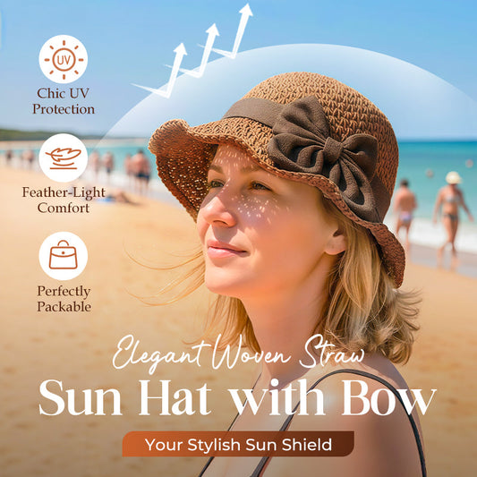 👒New Arrival 60% OFF!🌞Elegant Woven Straw Sun Hat with Bow