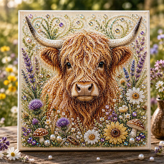 🏆Surprise Price: Only £8.99!!!🦬✨ Highland Cow Pearl Art DIY Kit – Relaxing DIY Craft to Create Stunning Coastal Artwork
