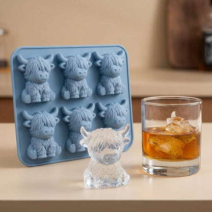 🐮Mini Highland Cow Ice Cube & Dessert Mold🧊🍪 Cute 3D Ice for Drinks, Parties & Gifts💕