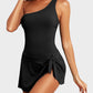 🏖️Last Day Sale 60% OFF👙One Shoulder Skirted One Piece Swimsuit