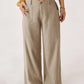 Women's Cotton Linen Palazzo Pants Summer Flowy Wide Straight Leg Beach Trousers With Pocket Casual Solid Color Soft Elastic High Waist Lounge Pants