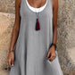 🌟LAST DAY SALE: ONLY ￡12.99!!💃Women's Casual Loose Sleeveless Fake Two Piece Tank Dress