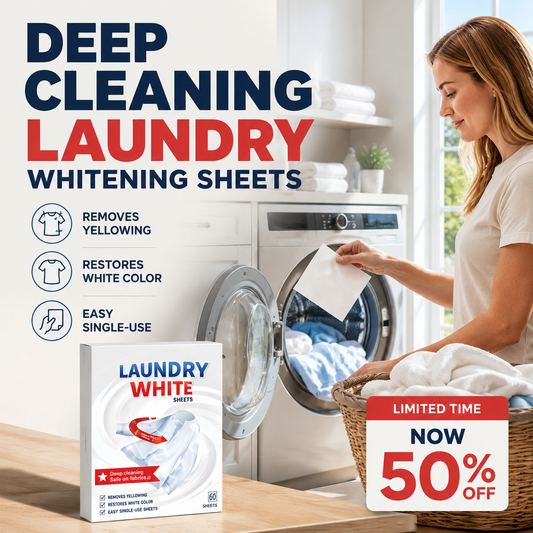 🏆 Last Day Special Price £7.99! 🎁Buy 1 Get 1 Free🔥💥 Deep Cleaning Laundry Whitening Sheets ✨🧺 Powerful Stain Remover Brightening Fabric Laundry Cleaning Sheets