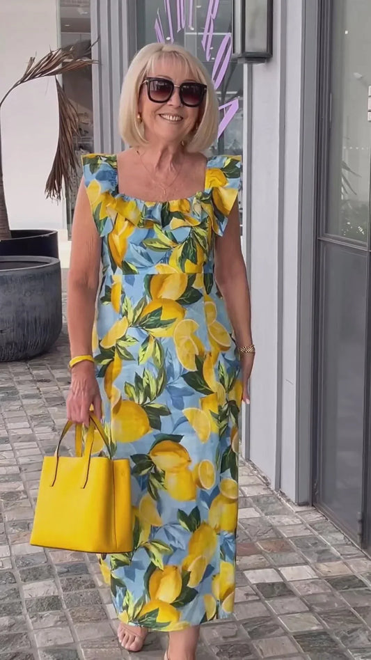 🔥Hot Sale 50% Off🔥Plus Size Lemon Printing Tunic Dress