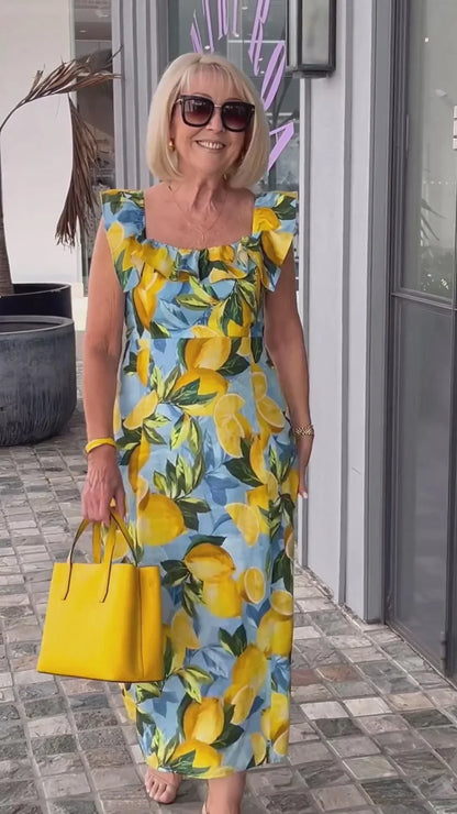 🔥Hot Sale 50% Off🔥Plus Size Lemon Printing Tunic Dress