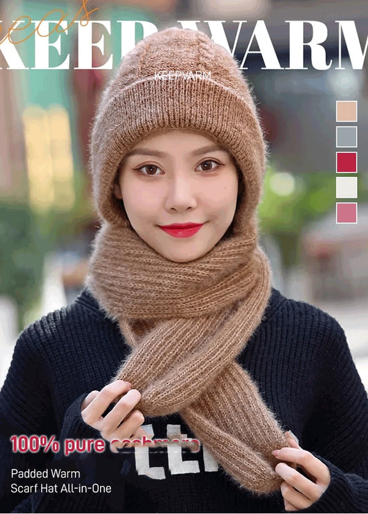 Pure Handmade Warm Hat & Scarf All-in-one Two-piece Set