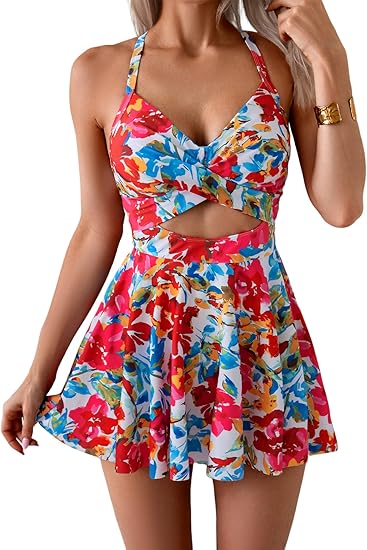 💥Last Day Special Sale 60% OFF🩱Women's Cutout One Piece Skirt Swimsuit