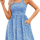 💐LAST DAY Special Price⚡50K+ SOLD!💃Women's Summer Dresses Casual Square Neck Floral Sundress With Pockets