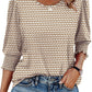 ⏰Limited Time Sale 50% Off🏖️Women Dressy Casual 3/4 Length Sleeve Blouses with Smocked Cuffs