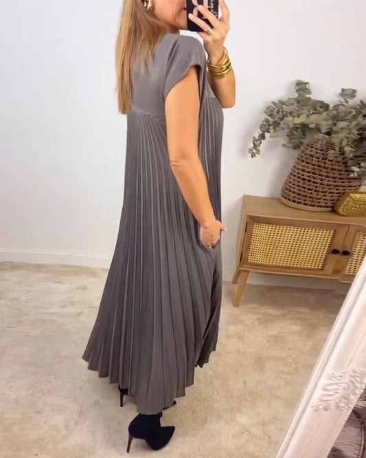 🔥Sunmmer Limited Sale🔥Sleeveless pleated simple solid color dress