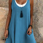 🌟LAST DAY SALE: ONLY ￡12.99!!💃Women's Casual Loose Sleeveless Fake Two Piece Tank Dress