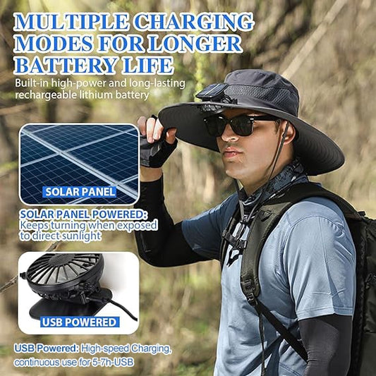 🎁LIMITED SALE 82% OFF !☀2025 New Ultralight Solar Fan Sun Hat – Lighter Than a Baseball!⚾(Only 11oz)