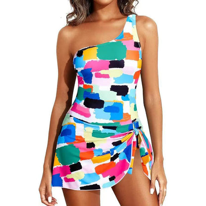 🏖️Last Day Sale 60% OFF👙One Shoulder Skirted One Piece Swimsuit