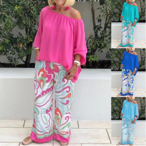 💥50% OFF – Limited Time💥Women's Trousers and Off Shoulder Top 2-Piece Set