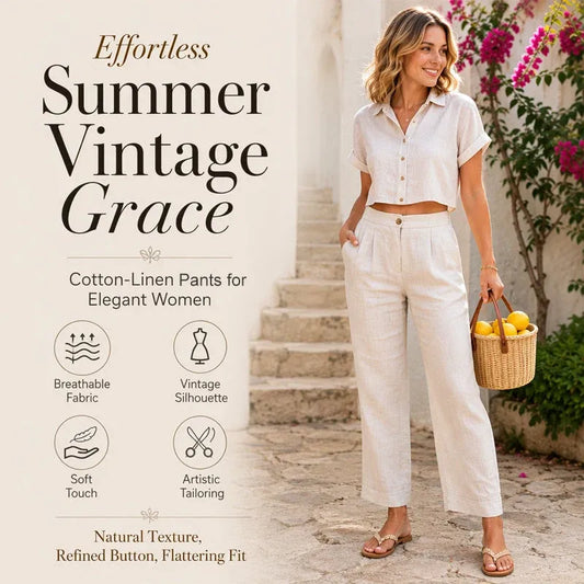 🔥SUMMER HOT SALE ONLY ￡11.99!!🔥👖Women's Relaxed Fit Linen Blend Pants – Classic Straight Leg Trousers