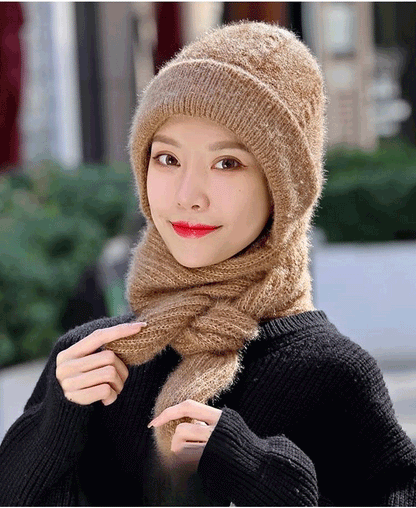 Pure Handmade Warm Hat & Scarf All-in-one Two-piece Set