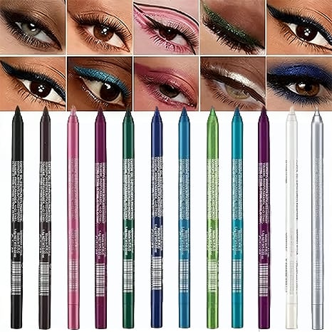 💕Limited Sale 50% Off💧14-Pack Waterproof Colored Gel Eyeliner Pencil – Metallic & Shimmer Finishes, Smudge-Proof