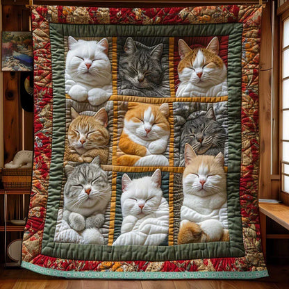 🎁LAST DAY SALE 50% OFF! 🐱💤 Cozy 9‑Panel Sleeping Cats Blanket – Ultra‑Soft Flannel, Reversible Design✨
