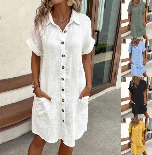 🏖️Summer Hot Sale 50%OFF✨Women’s Summer Midi Dress – Breezy, Flattering & Effortlessly Chic! Lightweight Button-Down with Pockets 🇬🇧☀️