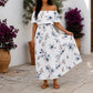 ⏰Last Day Sale 50% OFF💃Women's Off-Shoulder Ruffled Side-Slit Maxi Dress with Pockets ✨