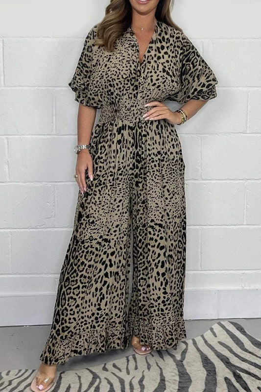 🌸Spring Specials💐 Leopard Print Casual Loose Jumpsuit