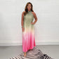 🔥Last Day Special Price!!💥💃 Gradient Pleated Halter Neck Dress