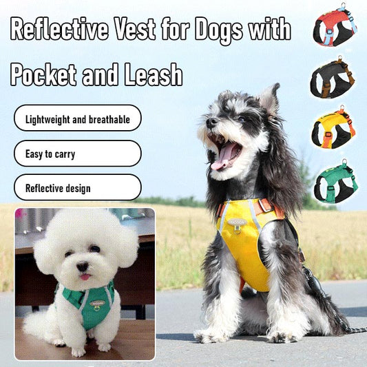 🔥HOT SALE🔥Waterproof Reflective Vest Harness with Zipper Pocket and D-ring for Dogs