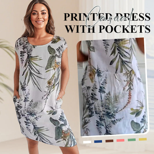 🌸Spring Specials 50% Off🌸 Casual Printed Dress with Pockets