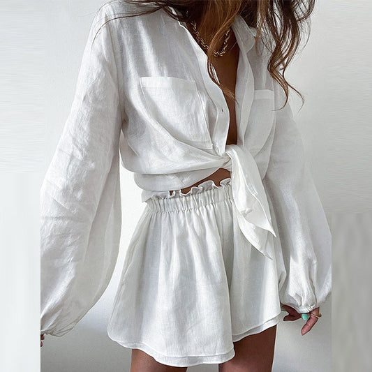 💖Summer Hot Sale💖2-Piece Set - Women's Summer Shirt & Shorts Set