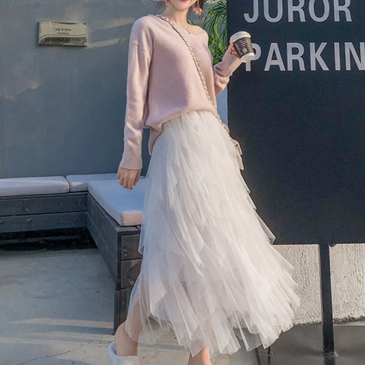 🌺2025 Hot Sale🌺Women’s Elegant Irregular Layered Ruffles Long Skirt