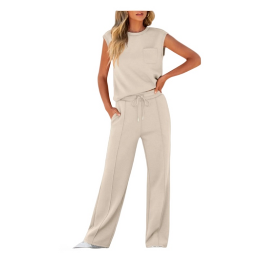 🔥Last Day Promotion 60% OFF💖Women's Casual Sleeveless Top and Drawstring Pants 2-Piece Set