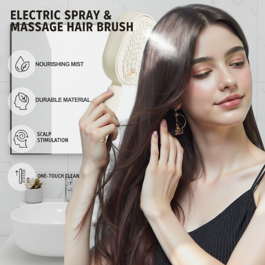 📢📢60% OFF💆✨Electric Spray Air Cushion Massage Comb – Self-Cleaning Anti-Tangle Essential Oil Mist Hair Care Comb