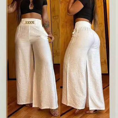 👖50% OFF!💃Women's trousers – High waist, wide leg, with belt accent & versatile look✨