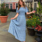 🌷Early Summer Sale 70% Off🌸2026 Summer Casual Floral Print Short Flutter Sleeve Crew Neck Smocked High Waist Flowy Maxi Dress