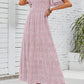 🌷Early Summer Sale 70% Off🌸2026 Summer Casual Floral Print Short Flutter Sleeve Crew Neck Smocked High Waist Flowy Maxi Dress