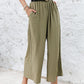 🔥Women's High Waisted Wide Leg Linen Elastic Smock Waist Capri Pants