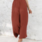 🔥Women's High Waisted Wide Leg Linen Elastic Smock Waist Capri Pants