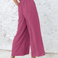 🔥Women's High Waisted Wide Leg Linen Elastic Smock Waist Capri Pants