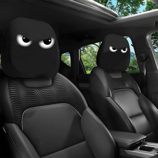 😆 Funny Cartoon Car Headrest Covers – 2PCS 2D Universal Fit 🚗