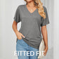 🌸Last Day Promotion!!🌸Women's V-Neck Loose Soft Solid Color Short Sleeve Top