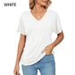 🌸Last Day Promotion!!🌸Women's V-Neck Loose Soft Solid Color Short Sleeve Top