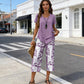 🥳SUMMER HOT SALE 70% OFF!🔥Casual Round Neck Layered Tunic Top and Wide Leg Pants Set